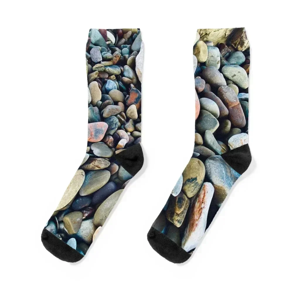 Colorful beach pebbles stones Socks snow winter new in's basketball Man Socks Women's Crossfit new year sheer Socks Male Women's