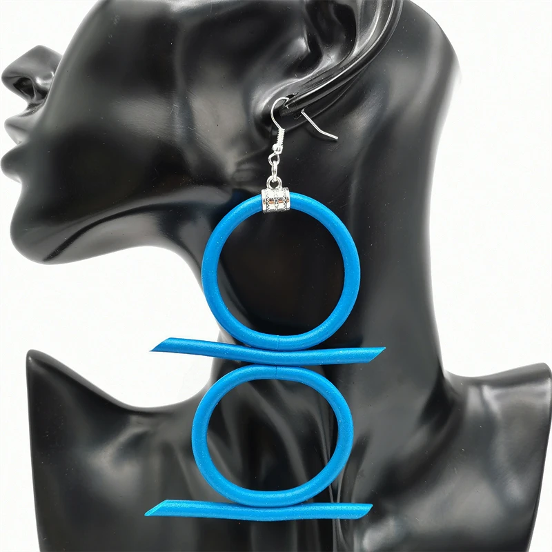 New Retro Ethnic Style Handmade Hollow Geometric Design Colorful Rubber Earrings Bohemian Style Metal Ear Hook Fashion Earrings