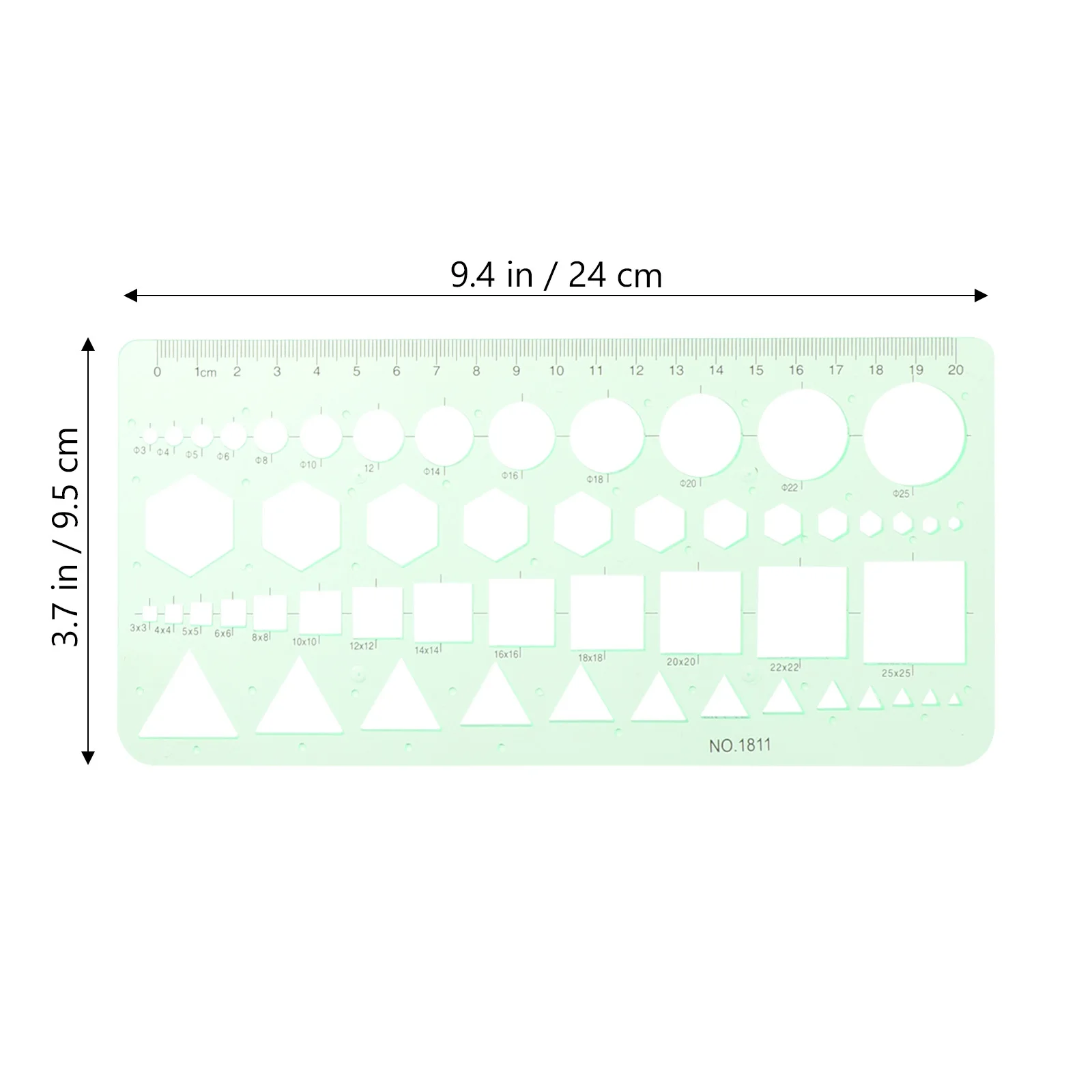 1 set geometrische tekening sjabloon set 6 vormen transparant groen plastic liniaal voor school kantoor kunst tekengereedschappen stencils