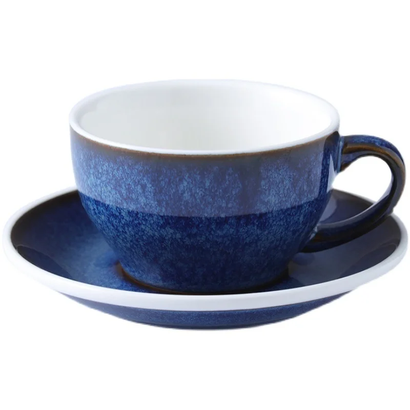 80ml 220ml 250ml 300ml Kiln Style Blue Coffee Cup Ceramic Cup Saucers Concentrated Latte Drawstring Cup