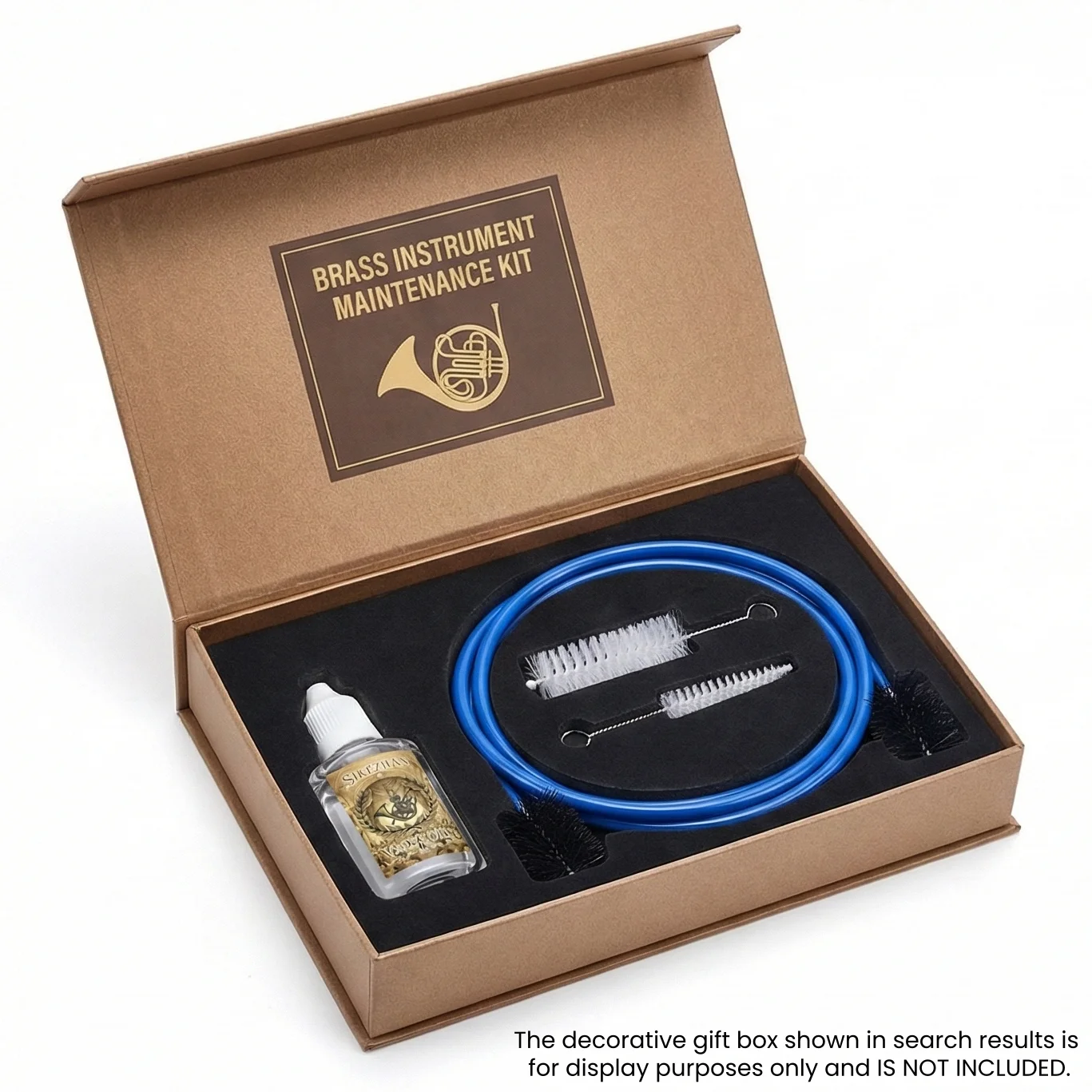 Brass Instrument Cleaning Kit: Valve Oil, Flexible Snake Brush, Mouthpiece Brushes. Maintenance Set for Trumpet Trombone Horn