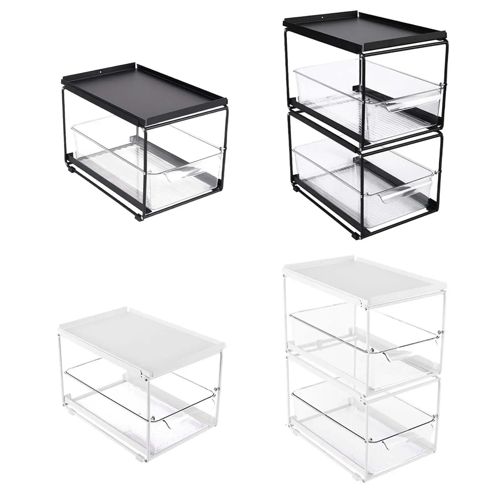 

Kitchen Organizer Basket with Clear Drawer Durable Versatile Vanity Countertop