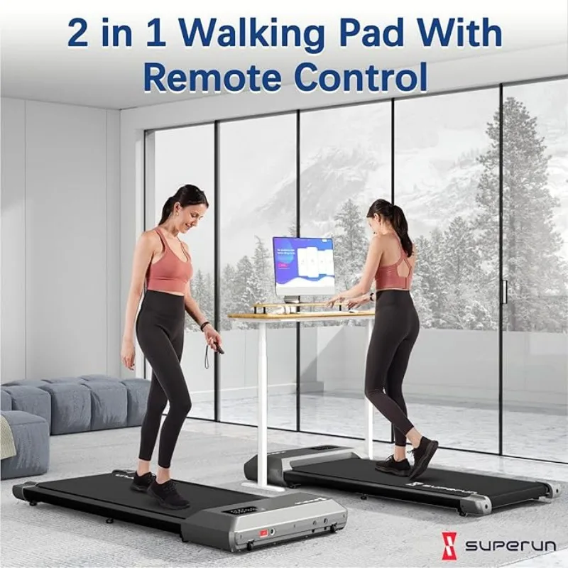 2 in 1 Portable Treadmill for Home with Remote Control LED Display, 300 Ibs Weight Capacity