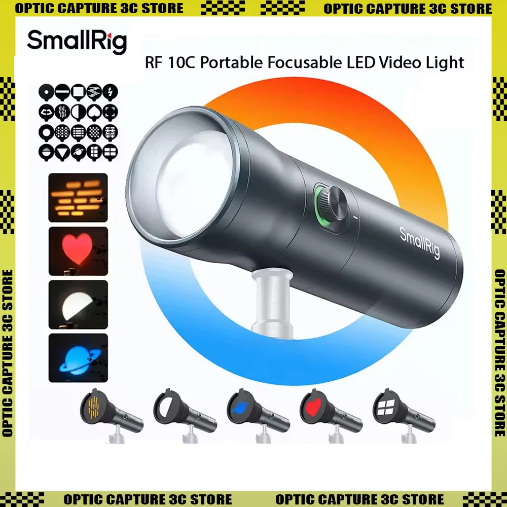 

SmallRig RF 10C RGB LED Photography Flashlight 7500mAh 4 Colors Fill Ambient Light w 20 Patterned Light Filters Video Spotlight