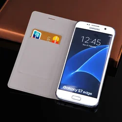 Slim Leather Wallet Case Flip Cover With Card Holder Phone Sleeve Bag For Samsung Galaxy S7 G930F G930H / S7Edge G935F G935H