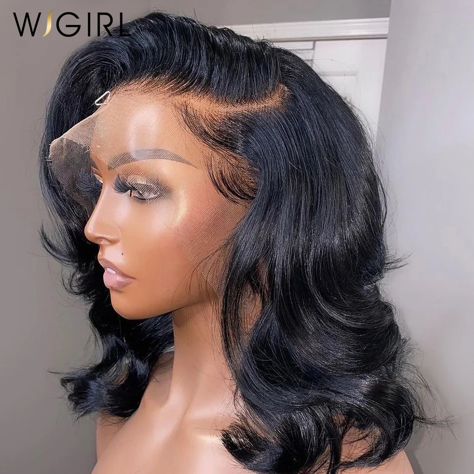 Wigirl 250% Body Wave 13x4 13x6 Short Bob Wig Lace Front Human Hair Wigs Preplucked Water Wave 5x5 Glueless Lace Closure Wig