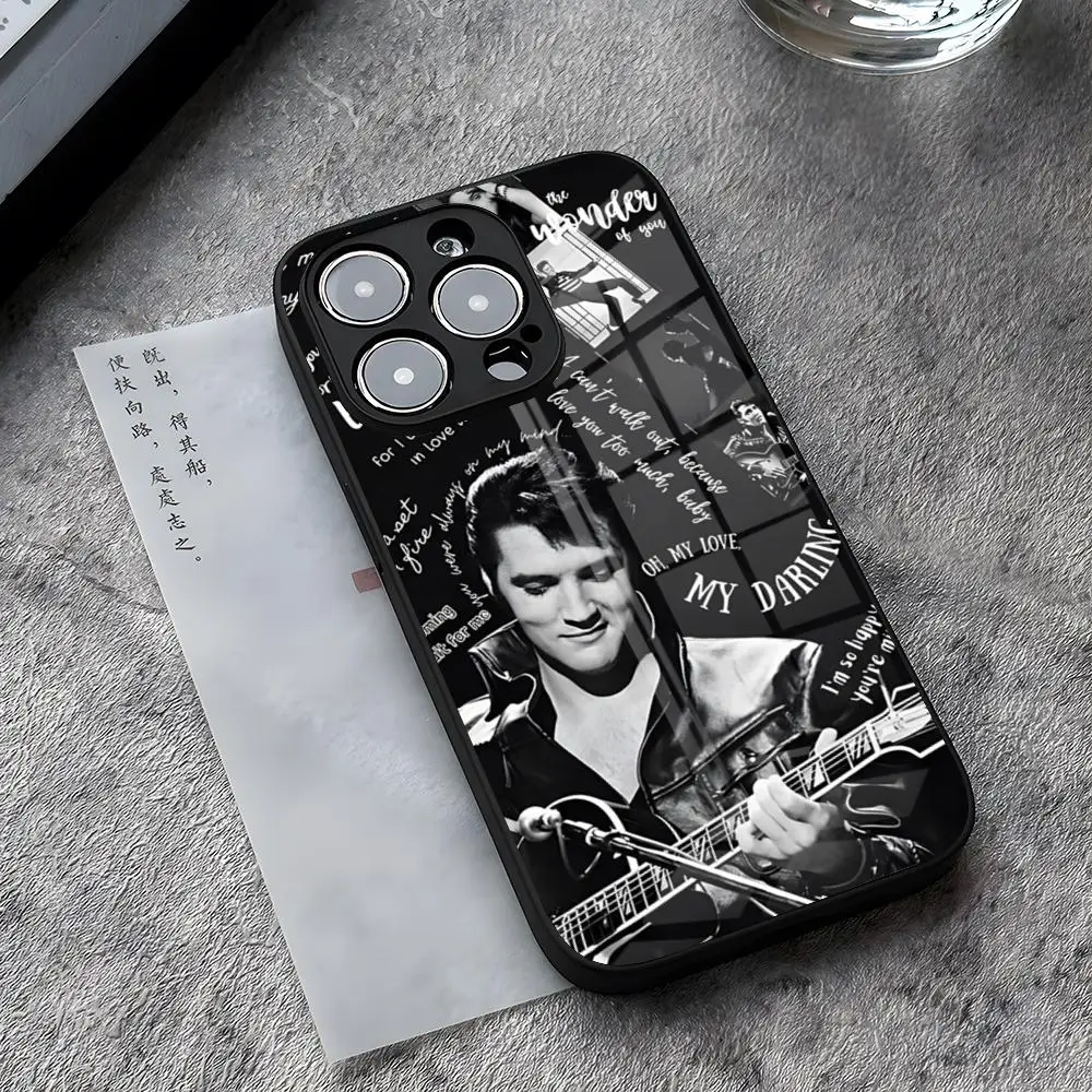 Singer E-Elvis P-Presley Phone Case For IPhone 13 Pro Max 14 Plus 12 Mini 11 15 X XR XS 8 7 Plus SE Tempered Glass Back Cover