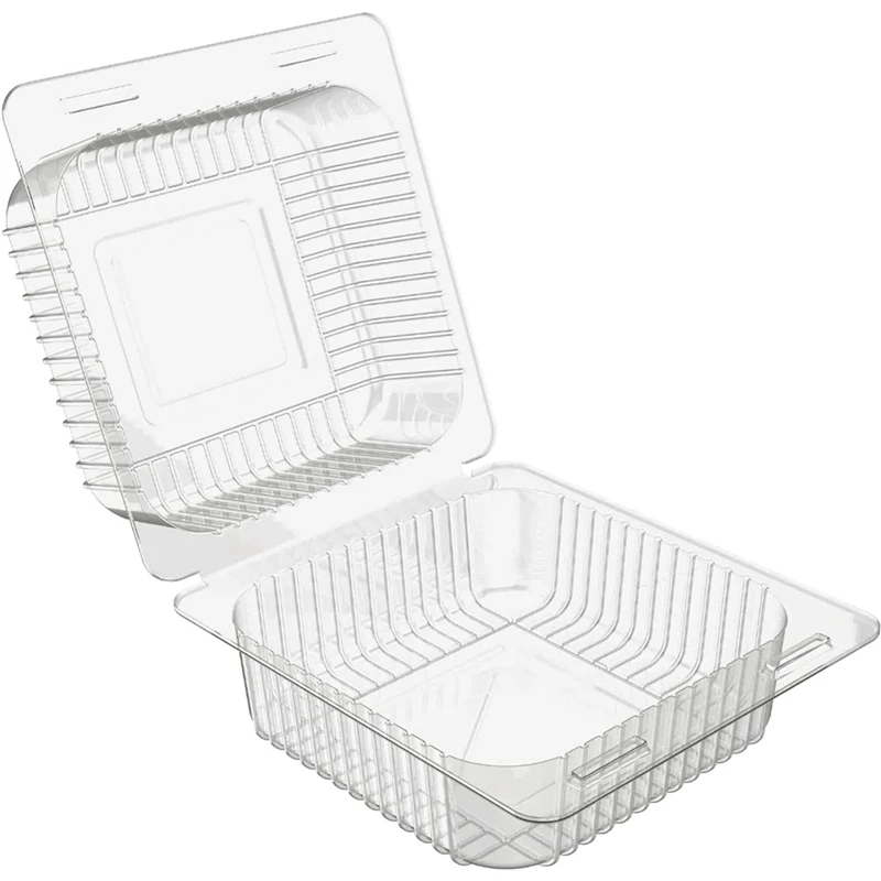 100 Count Clear Plastic Hinged Clamshell Takeout Tray Food Clamshell Containers For Dessert, Cakes, Cookies, Salads, Easy To Use