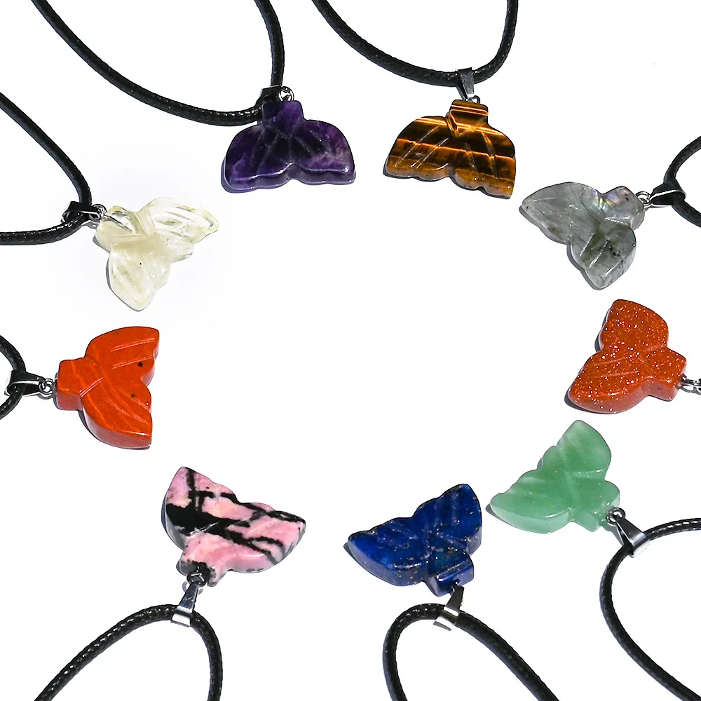 Natural crystal semi-precious stone amethyst powder crystal mermaid tail pendant shark tail whale tail pendant pendant