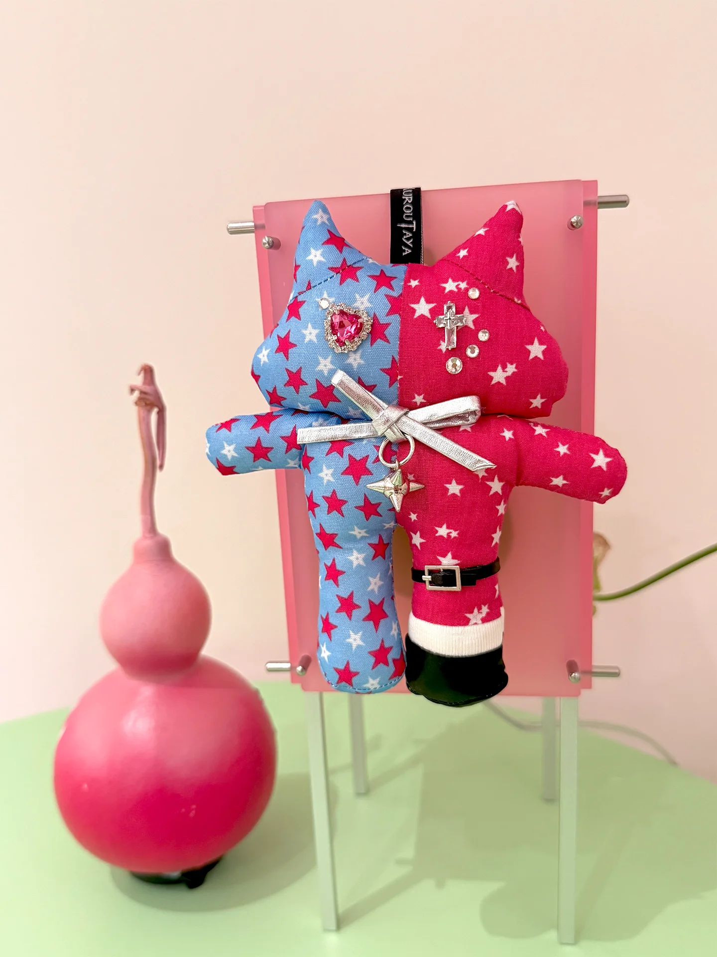 

Плюшевый брелок ручной работы KUROUTAYA в стиле Y2K, серия Star Blood Double Pact, с узором в виде звезды, подвеска для сумки