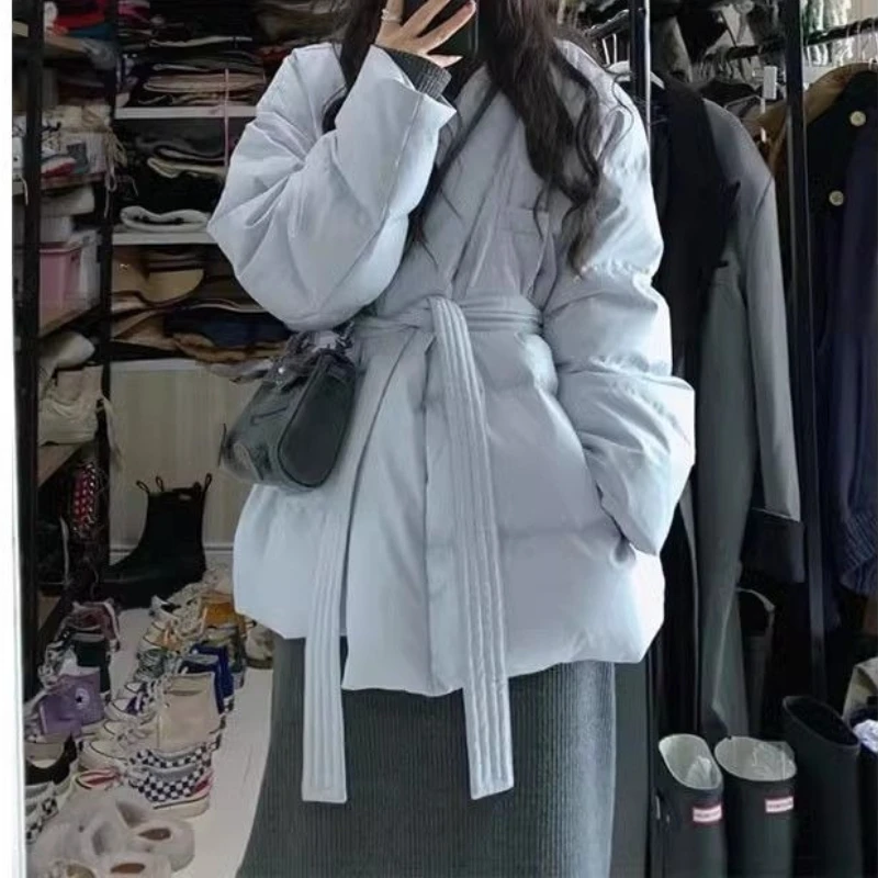 

Winter Blue Cotton-padded Jacket Coat Women's Design Thick Bread and Casual Warm Cotton-padded Coat