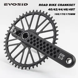 EVOSID Ultralight Road Bike Crankset 165/170/175mm Gravel Bicycle Crank Chainring Three-nail Straight Installation Crank 8/9-12S