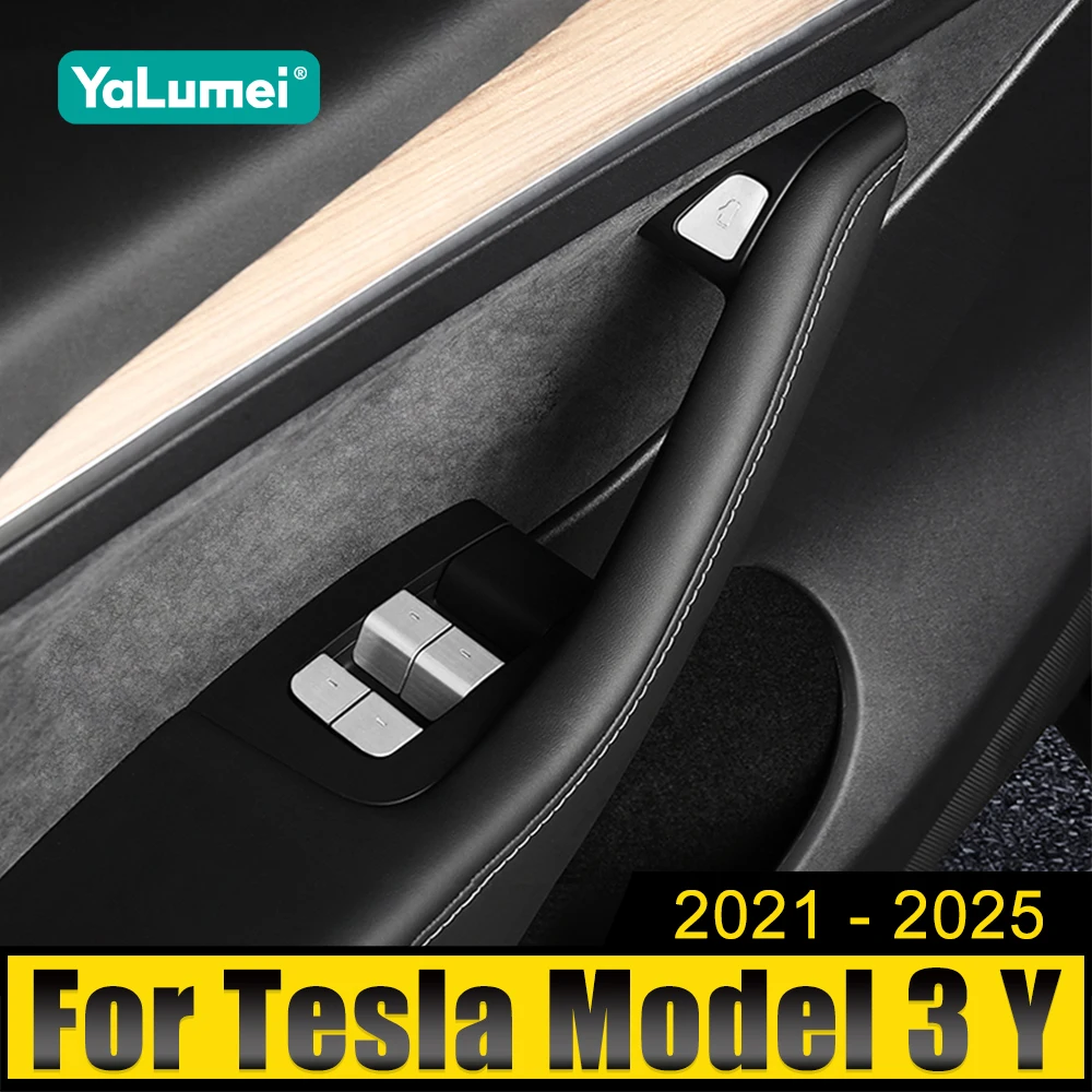 

For Tesla Model 3 Y 2021 2022 2023 2024 2025 Aluminum Alloy Car Internal Windows Lifter Switch Button Cover Trim Stickers