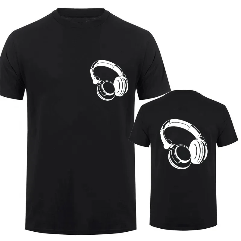 2024 New Headphones Print Casual Short-Sleeved Men\'s T-Shirt Music DJ Graphic Tee Gift Tshirt Funny Tee Shirt Vintage Streetwear