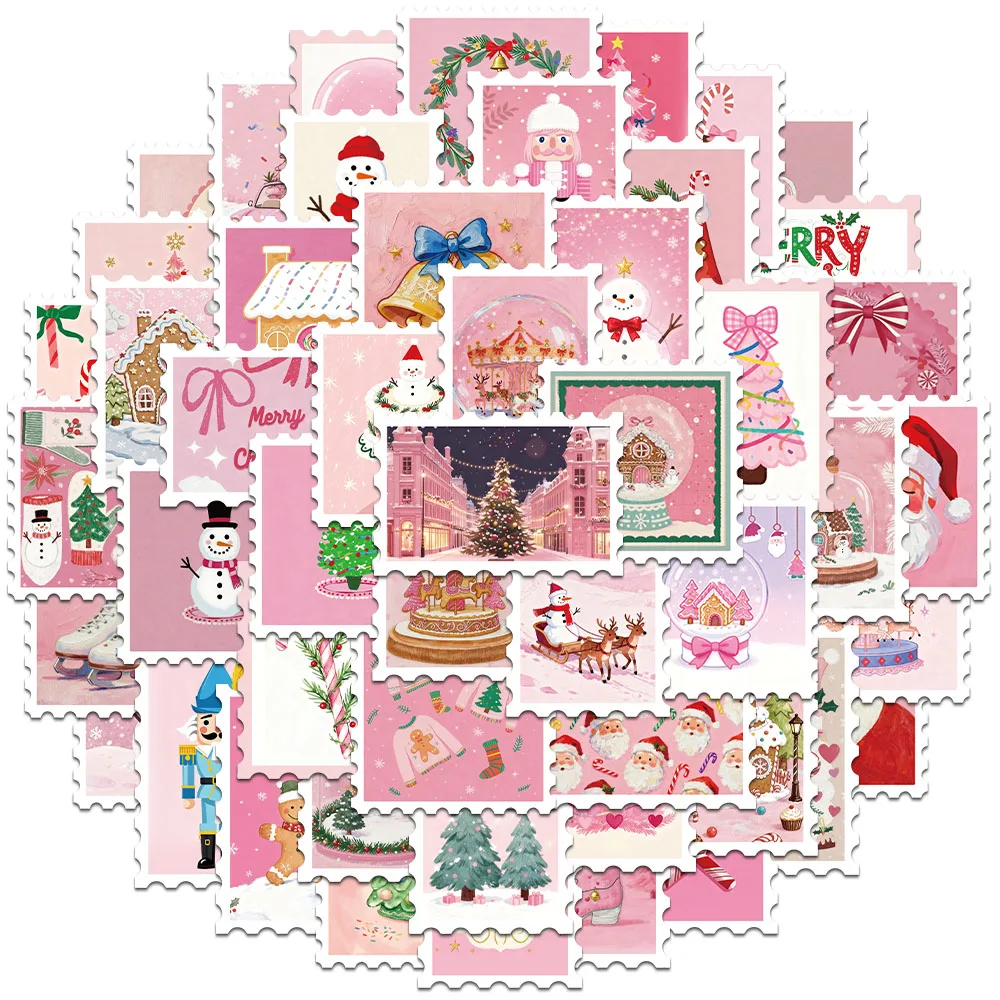 50-個クリエイティブピンククリスマススタンプステッカータグ日記文具コンピュータ冷蔵庫水カップ電話ケース美的ステッカー