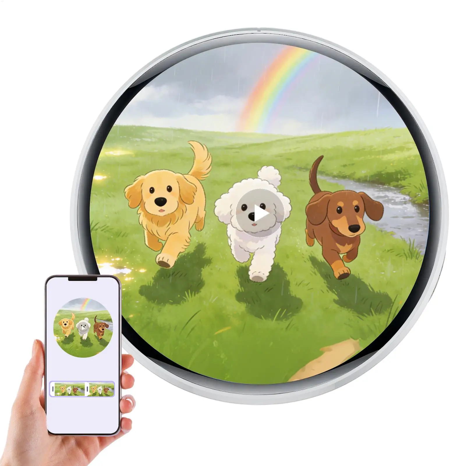 Dynamic Electronic Badge Anime Merchandise Digital Display Badge with Touch Control for Uploading Photos GIFs and Videos view 5