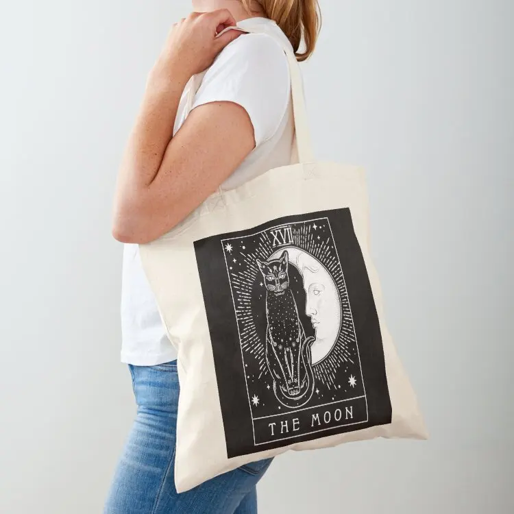 

Tarot Card Crescent Moon And Cat Graphic Tote Bag Woman shopper bag Canvas bag Women's shopper tote university