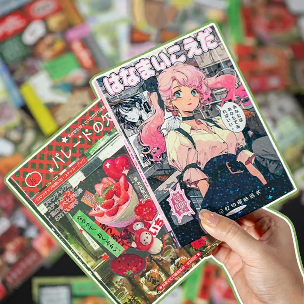45Sheets Y2K Style Japanese Comic Stickers Non-Repetitive Coated Paper Retro Decorative Stickers Unique Designs Water-resistant