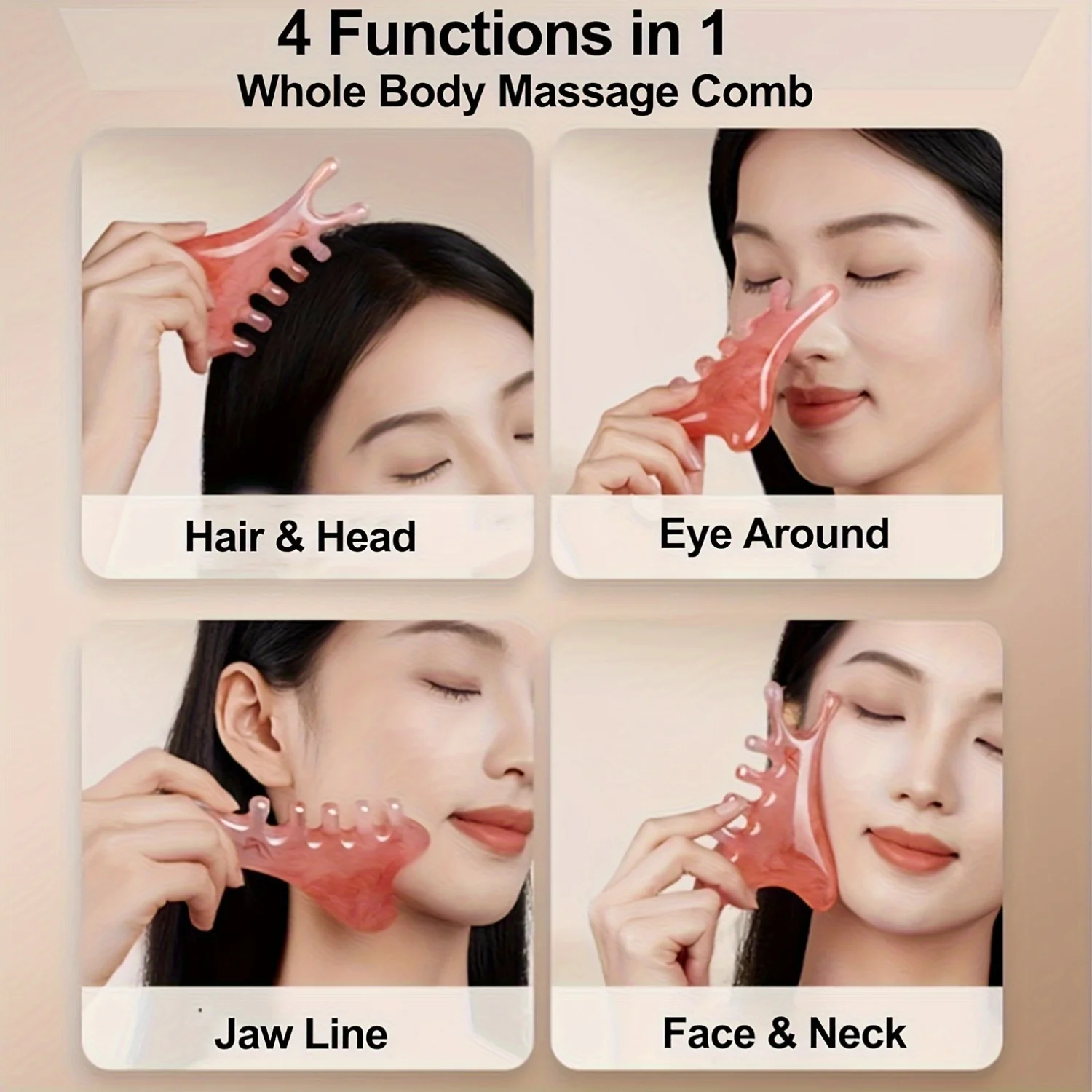 3-piece resin massage tool set for face, head and body: Gua Sha, meridian unblocking and acupressure for muscle relaxation.