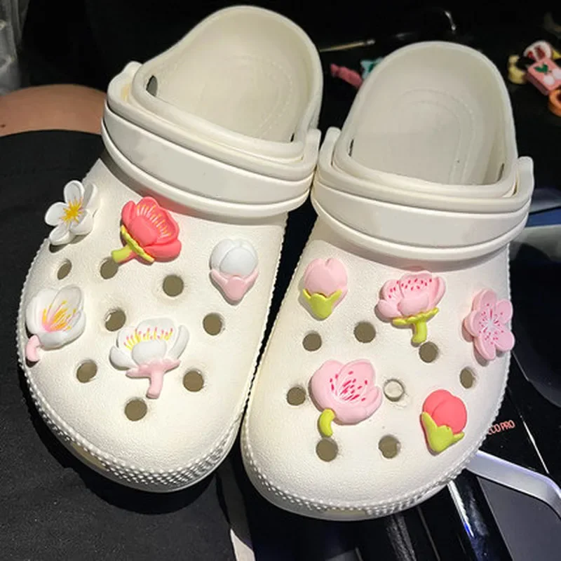 Cartoon Candy Color Cherry Hole Shoes Shoe Charms Accessories Shoe Buckle 5-petal Flower Petal Flower Bud Shoes Decorations