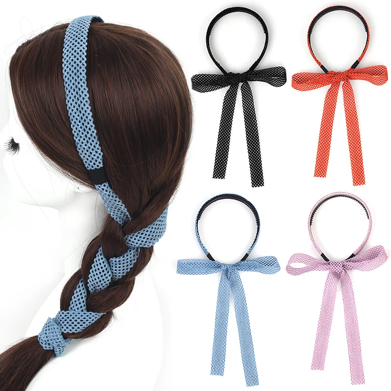 Crianças sólida verificação fita grampos de cabelo headbands meninas bebê moda casual elástico elegante rendas bonito arcos hairpin acessório de cabelo