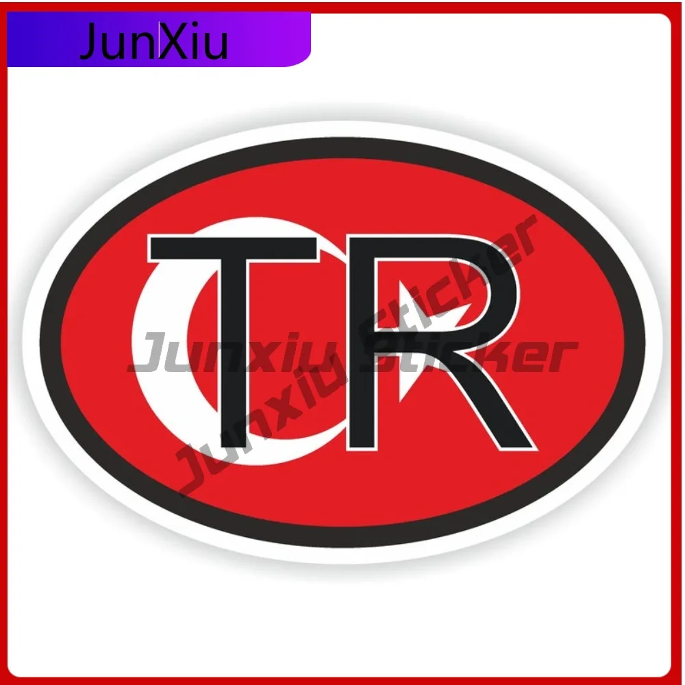 

Turkey Oval Country Code Tr Flag National Emblem With White Border Vinyl Decals Scratch Cover Auto Sticker Decals Motorcycle Suv
