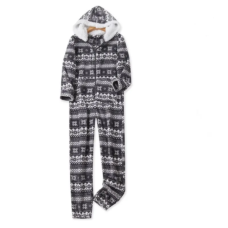 Onsies Coral Velvet Winter With Hat Zipper Pockets Loose Warm Sleep Jumpsuit Men Women Onesie Cartoon Animal Pajamas