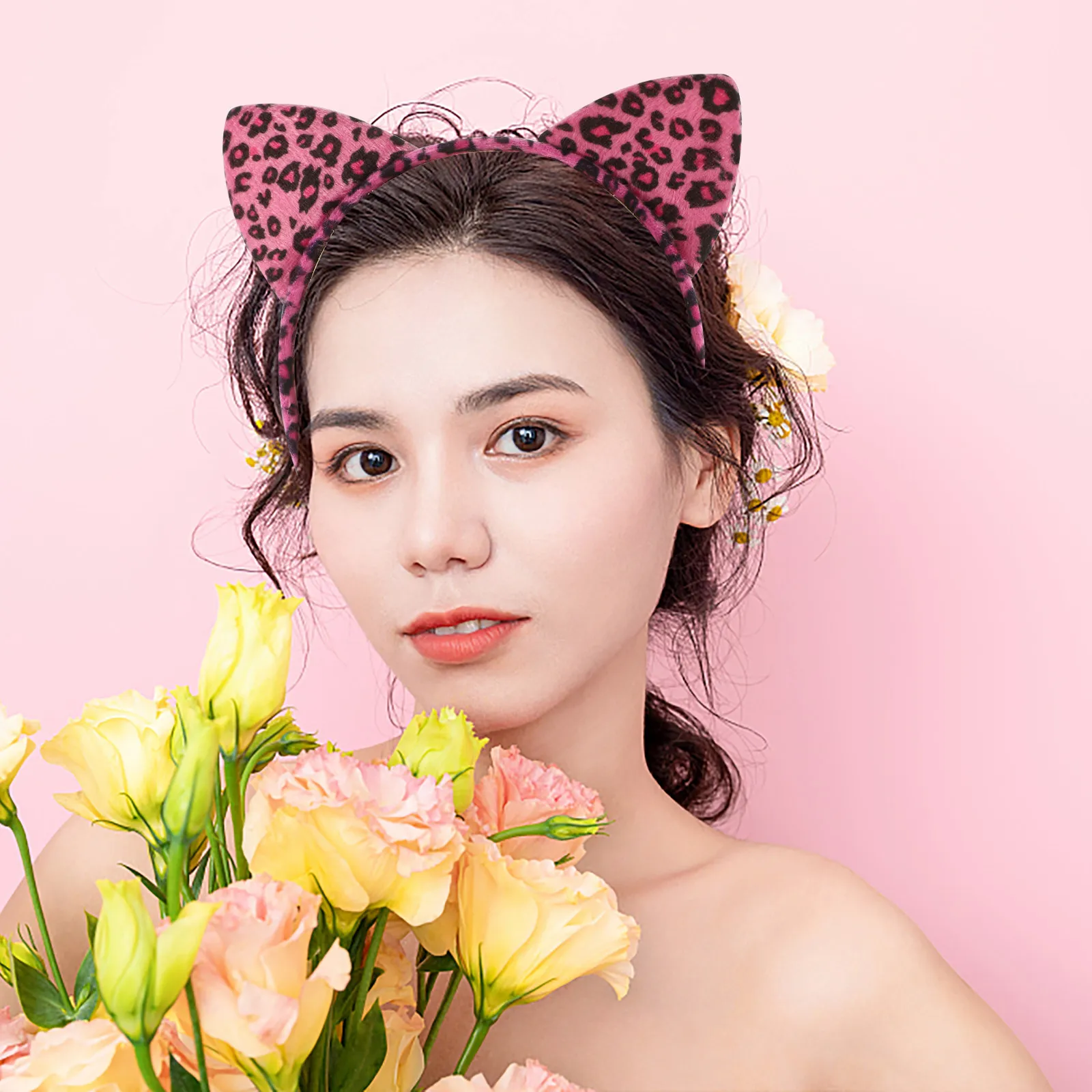 12-個ヒョウ猫耳ヘッドバンド布パーティーハロウィンコスプレアクセサリー女性のためのフェスティバル着用毎日の髪飾りツール
