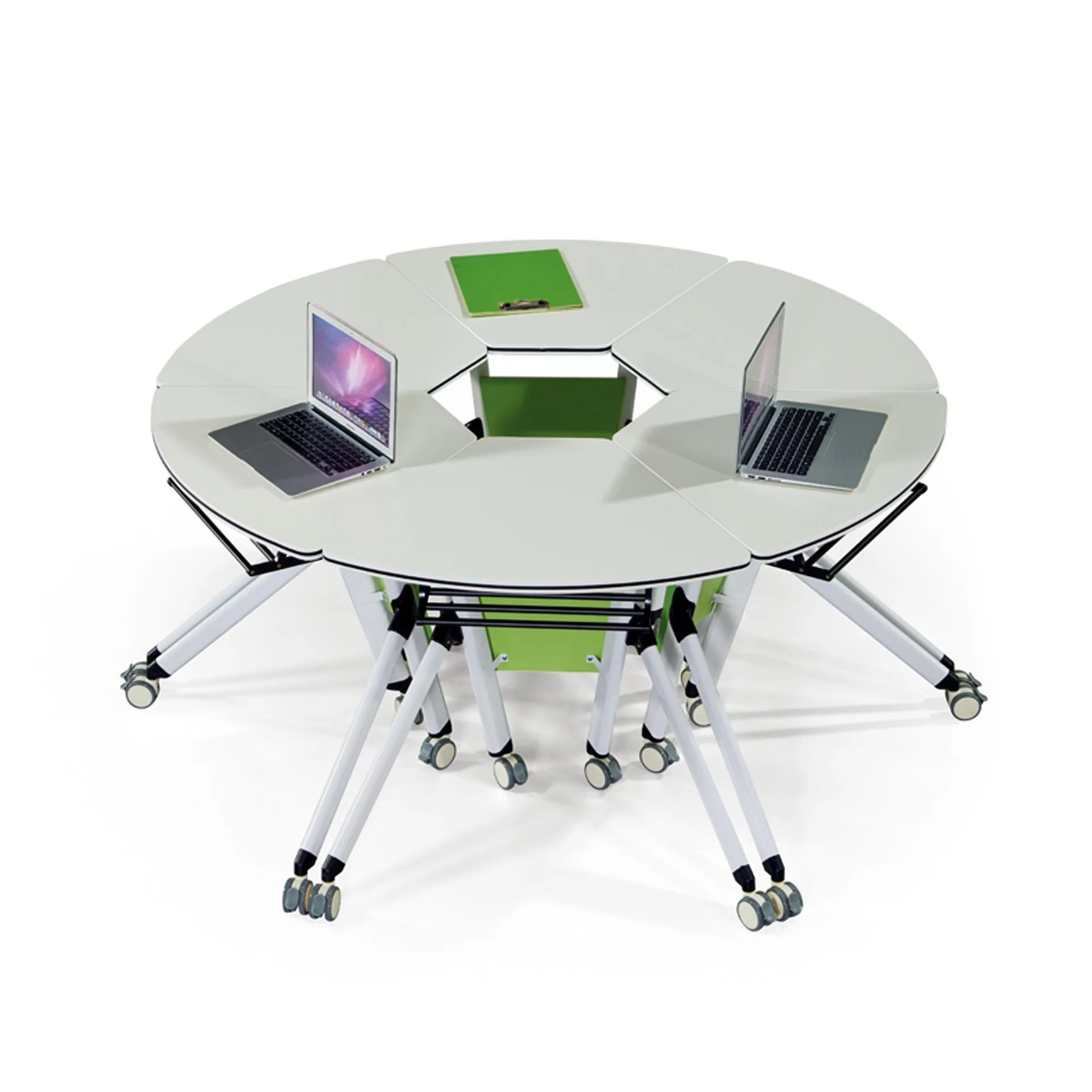 

Folding training Conference Long Wheeled hexagonal Smart classroom hexagonal Splicing combination table and chair