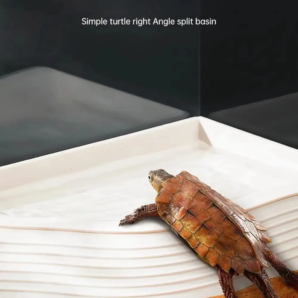 Gelber Rand Schildkröten-Badebecken, halb wasserbedecktes Reptilien-Badebecken, Wasser- und Futter-Doppelzweck-Krabbelbecken für Haustiere, Zuchtbox, Landschaftsgestaltung – Detail 20