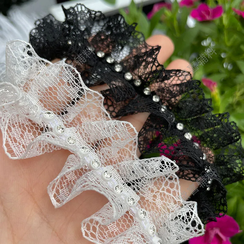 4CM wide black and white color band drill strip lace DIY hand stitched clothing shoes hat lamp decoration