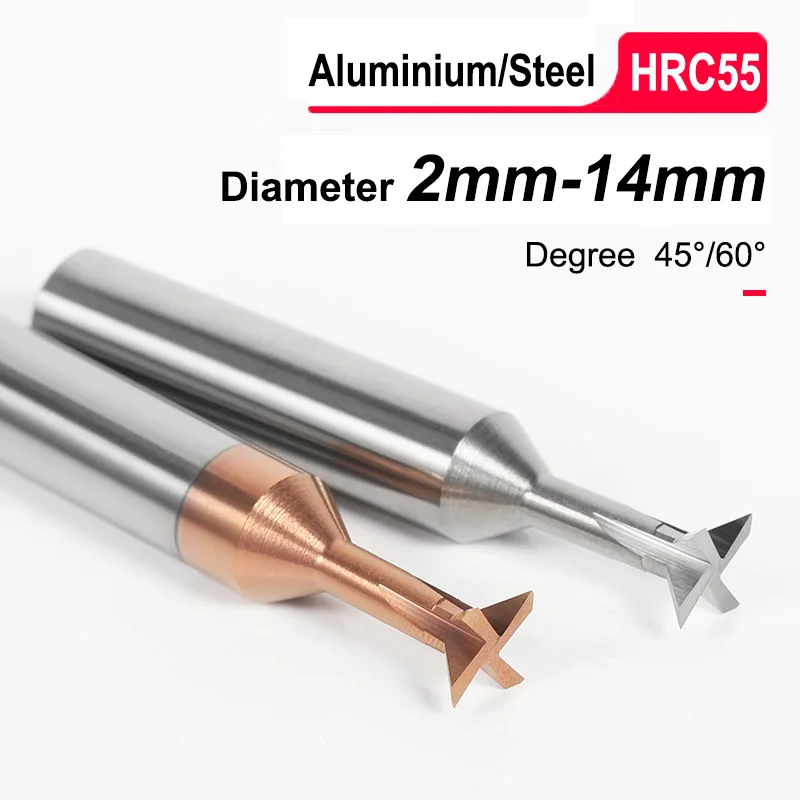 

Tungsten Carbide Dovetail Milling Cutter Chamfer HSS End Mill CNC Groove Tool 45/60 Degree Blade Metal Steel Chamfer Drill Bit