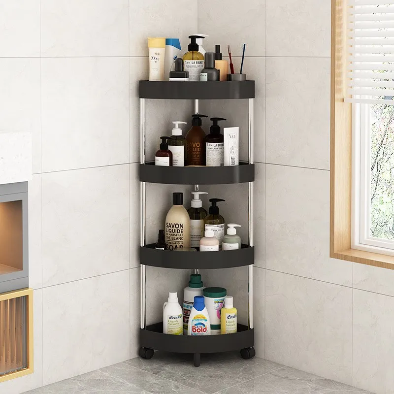 2/3/4 Tier Triangle Rolling Utility Cart Storage Shelf Movable Triangle Storage Rack Kitchen Bathroom Slim Slide Organizer Shelf