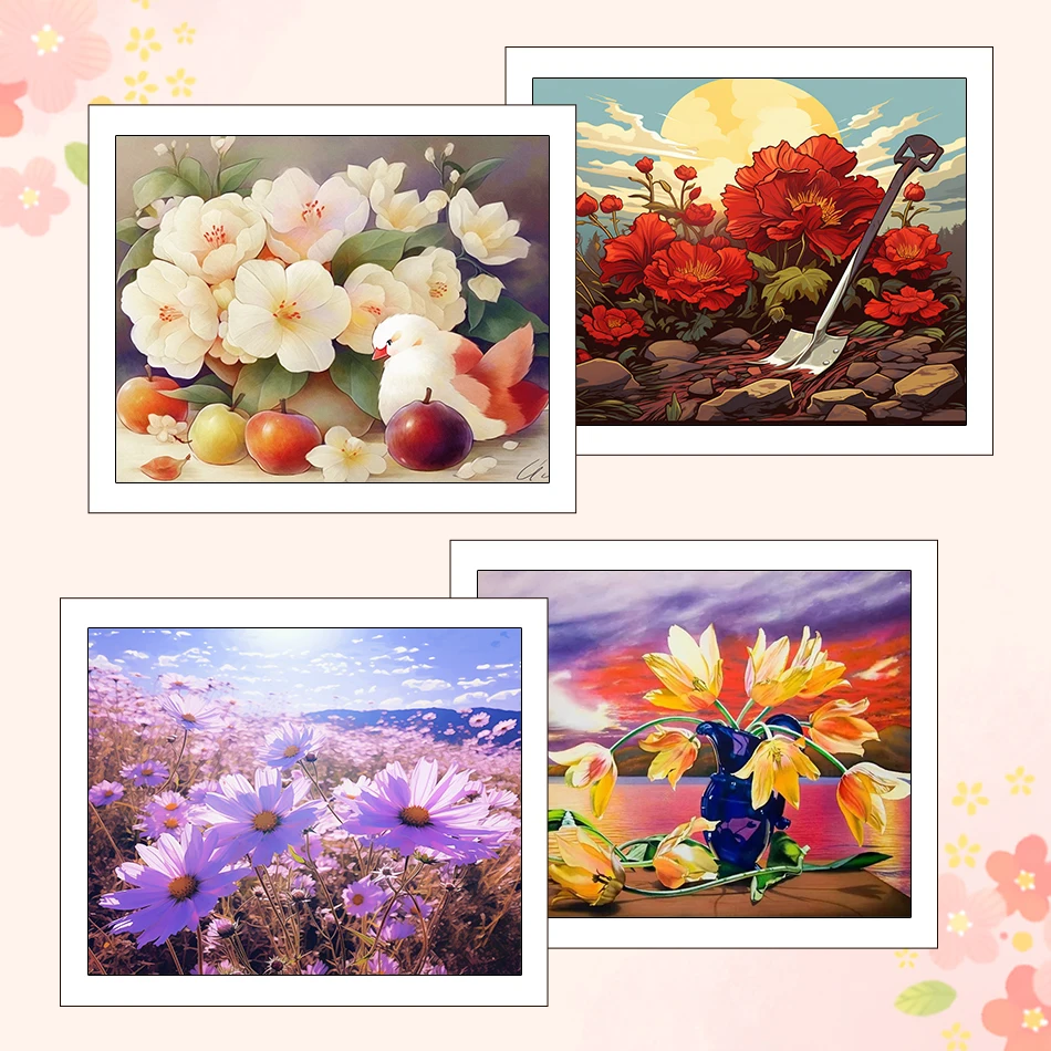 

RUOPOTY Paintings For Painting By Numbers Color Markers Flowers Decorative 40X50cm Watercolor Acrylic Paints Crafts Wall Decor