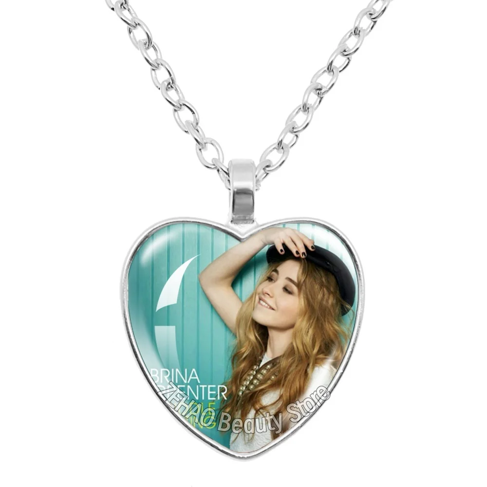 25mm Peach Heart Necklace Famous Character Sabrina Carpenter Funny Singer  Accessories Glass Cabochon Pendant For Fans Gift