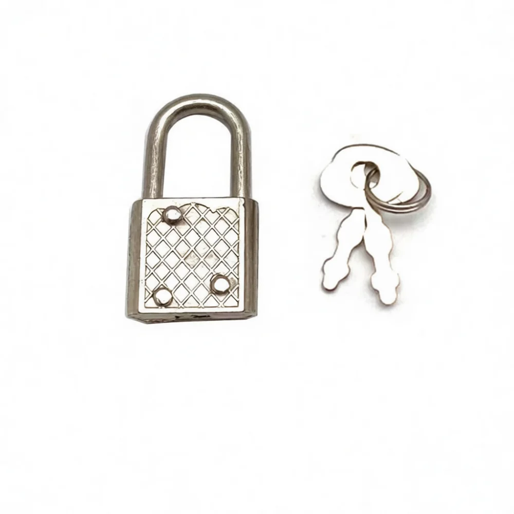 Mini Zinc Alloy Padlock Small Metal Lock With Keys Vintage Grid Style Security Lock For Jewelry Box Diary Case Storage