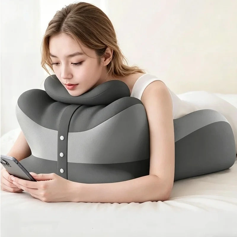 Multifunctional Memory Foam Reading Pillow Prone Design with Removable Headrest Anti-Slip Base for Neck And Arm Fatigue Relief I