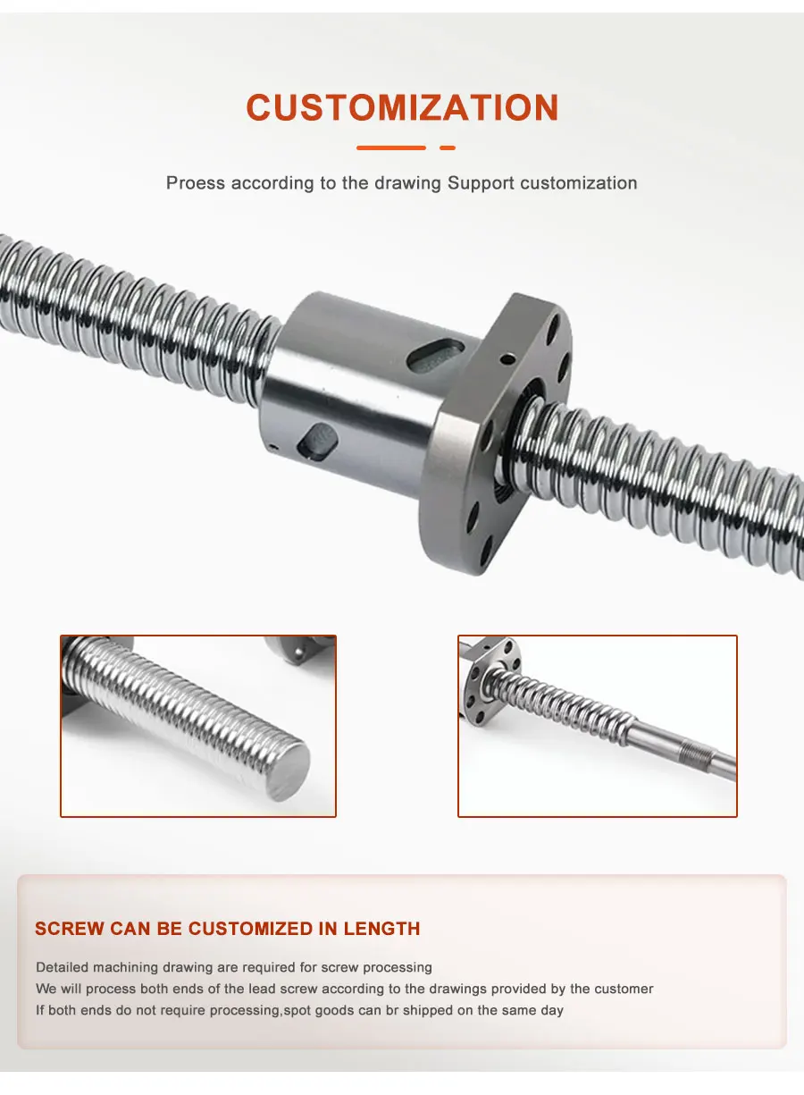1 Satz RM3210 Kugelumlaufspindel 32 mm Rolle SFU3205/3210 200 mm-2000 mm Kugelumlaufspindel C7 gefräst mit BK25BF25 für CNC-Fräser – Detail 4