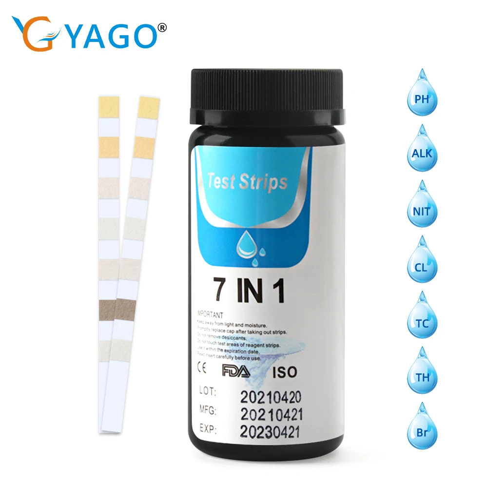 50/100Pcs Multifunctional Swimming Pool PH Test Paper Chlorine Alkalinity Hardness Value Test Strip PH Tester for Drinking Water