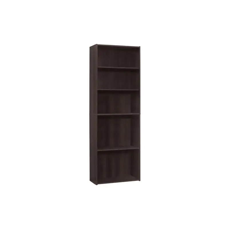 

6-Tier Bookcase, 72" Tall, Brown Laminate, Transitional Style for Office or Bedroom Storage Solution