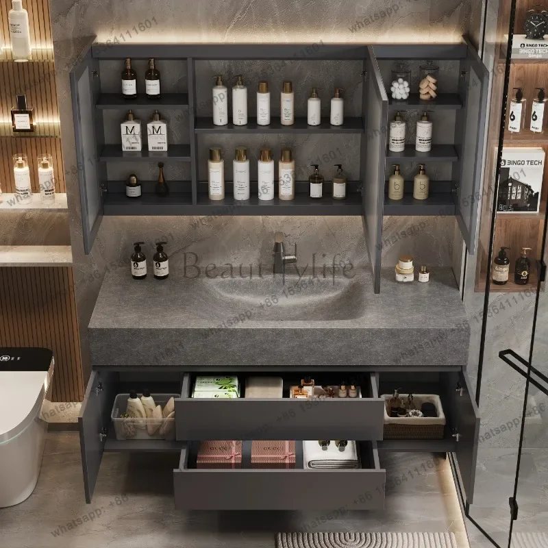 

yj58 Storage Mirror Bathroom Cabinet Organizer Toilet Display Wooden Luxury Modern Cupboard Drawers Archivadores Trendy Furnitur