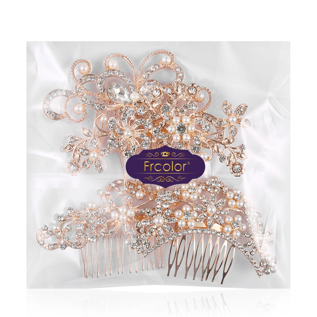 

4 Rhinestone Combs Flower Hair Clip Comb Elegant Wedding Hairpin Comb Accessories Clips for Hairpin Prom Party Banquet Flower