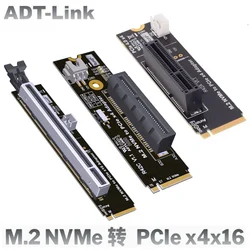 NVMe M.2 To PCI-E 4X 16X Riser Card M2 M Key To PCIe 4.0 X4 X16 Adapter Board SATA Power Riser 2280 SSD for Bitcoin Miner Mining