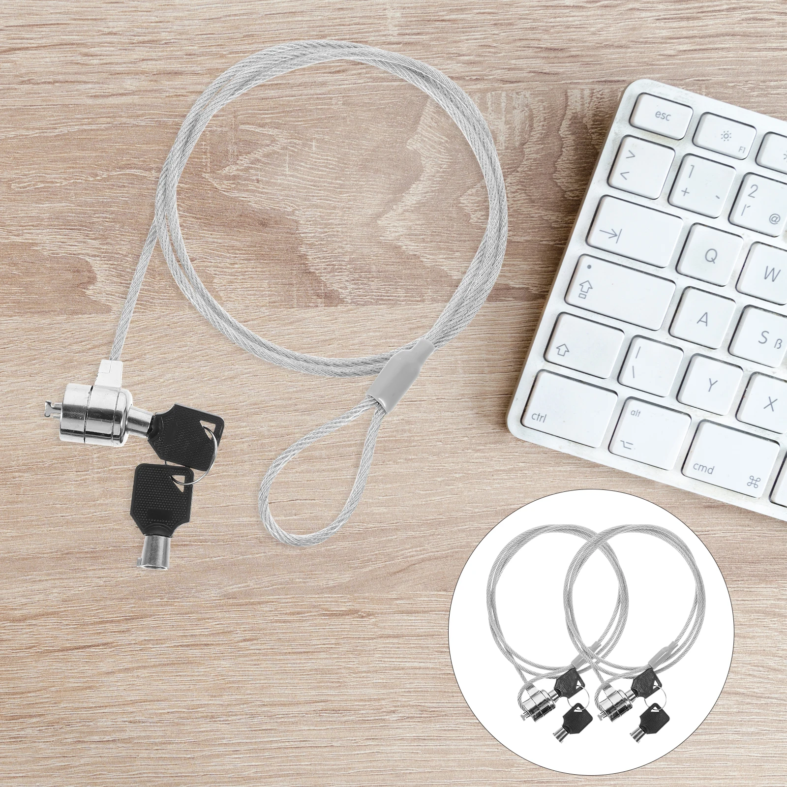 

2 Pcs Laptop Security Lock Cable Strong Keyed Locking Device for Computer Protection