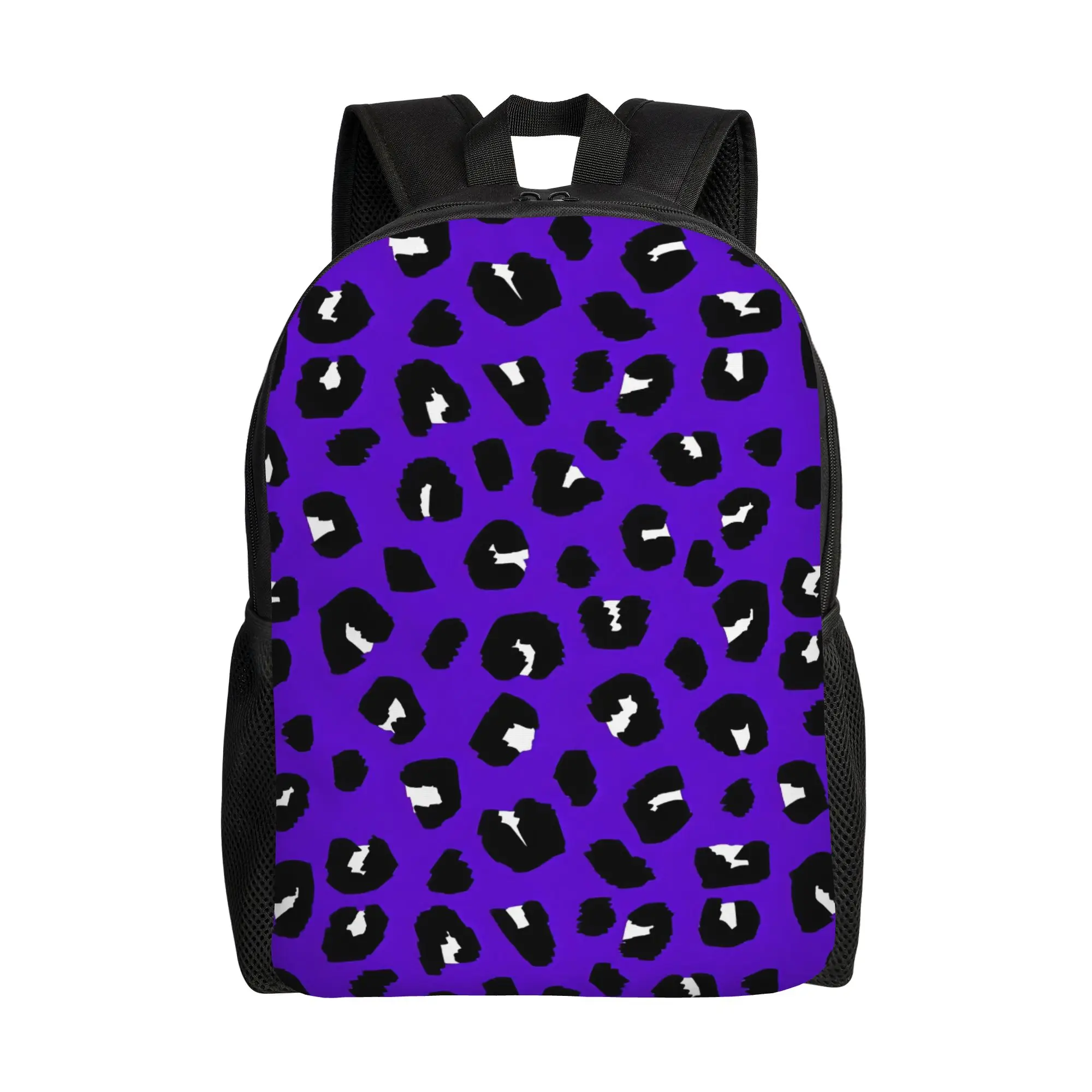 Back to school season Zipper Closure Leopard Print Spots Purple 1 Rucksack Leopard Print Couple Book Pack Backpack