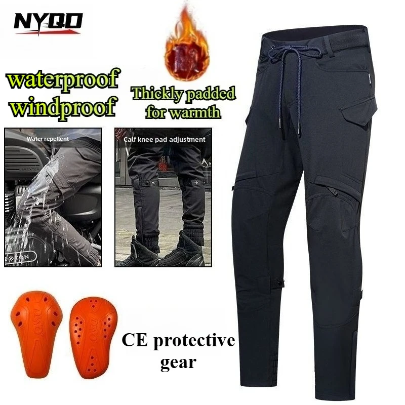 

Waterproof Motorcycle Pants Men Winter Warm with Detachable Protective Gear Motocross Riding Trousers 코미네