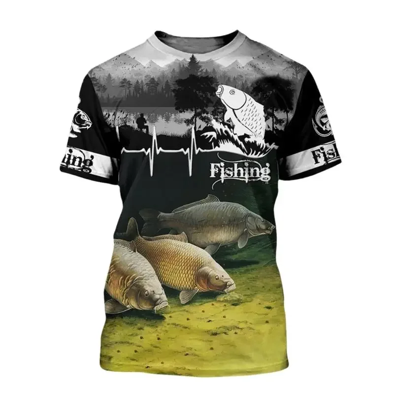 Fashion 3D Carp Fishing Maglietta Da Strada Estiva Da Donna Da Uomo Trendy All Game O-collo Manica Corta T-Shirt Da Uomo Da Uomo