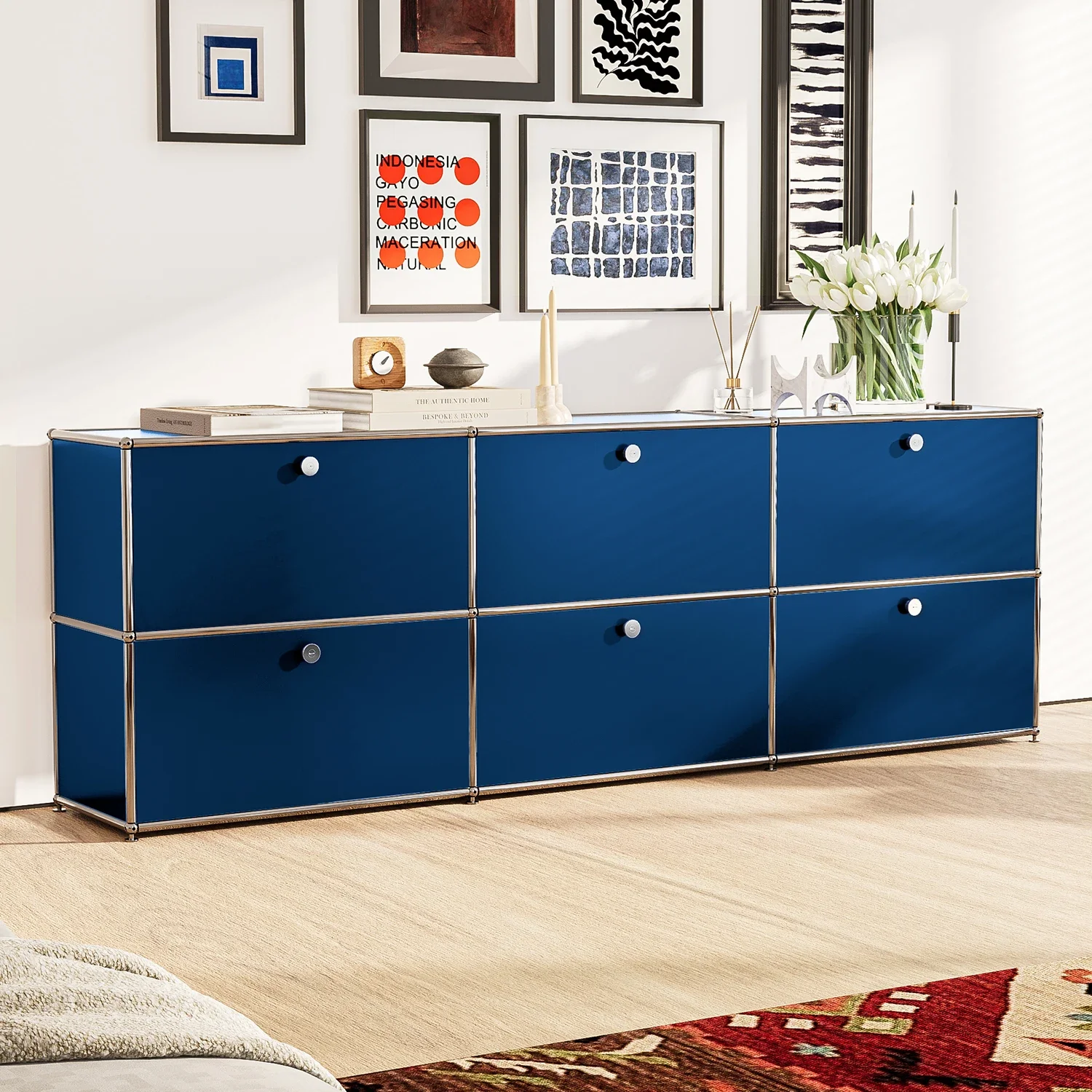 2/3/6 Drawer Blue Storage Cabinet for Living Room Bedroom Storage Chest Organizer Closet Cabinet Modular haller Furniture