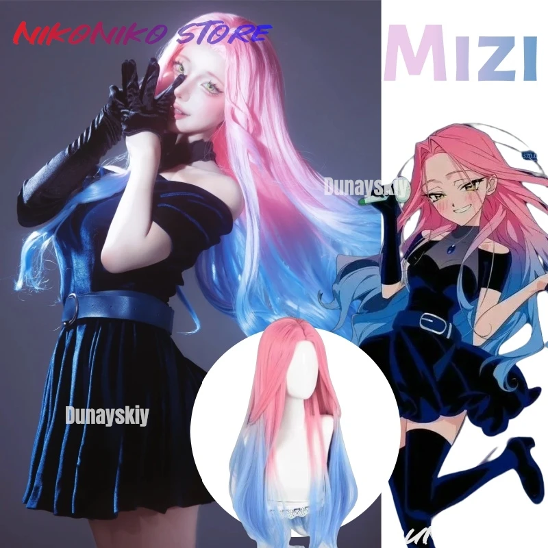 أنيمي الغريبة المرحلة تأثيري ميزي تأثيري حلي شعر مستعار هالوين أنيمي الملابس لعبة وتتسابق المرحلة فستان أسود رائع النساء