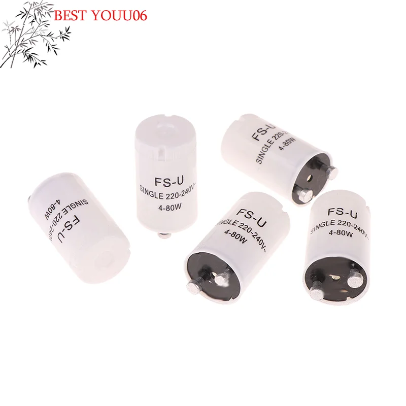 Hot 5Pcs High-quality Fluorescent Starters AC220V-240V 4-80W Fluorescent Tube Fuse Starter CE Rohs Fuse Starters